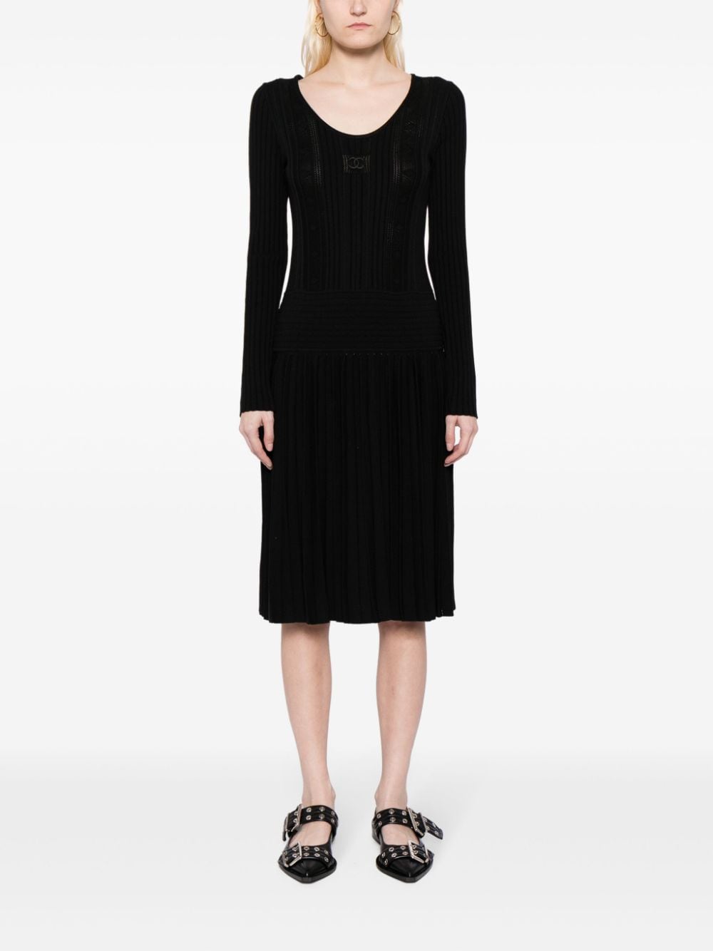 CHANEL Pre-Owned 2005 CC ribbed-knit dress - Zwart