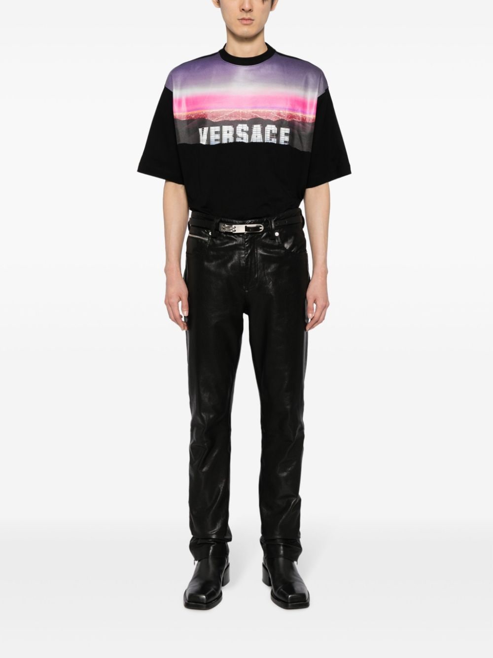 Versace T-shirt met print - Zwart