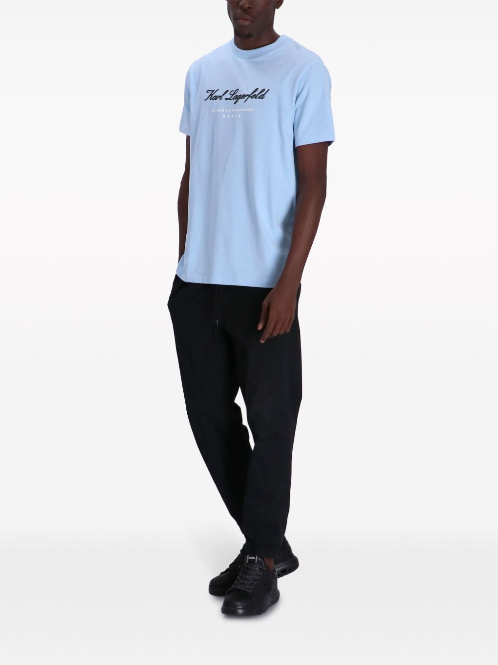 Karl Lagerfeld logo-print cotton T-shirt - Blauw