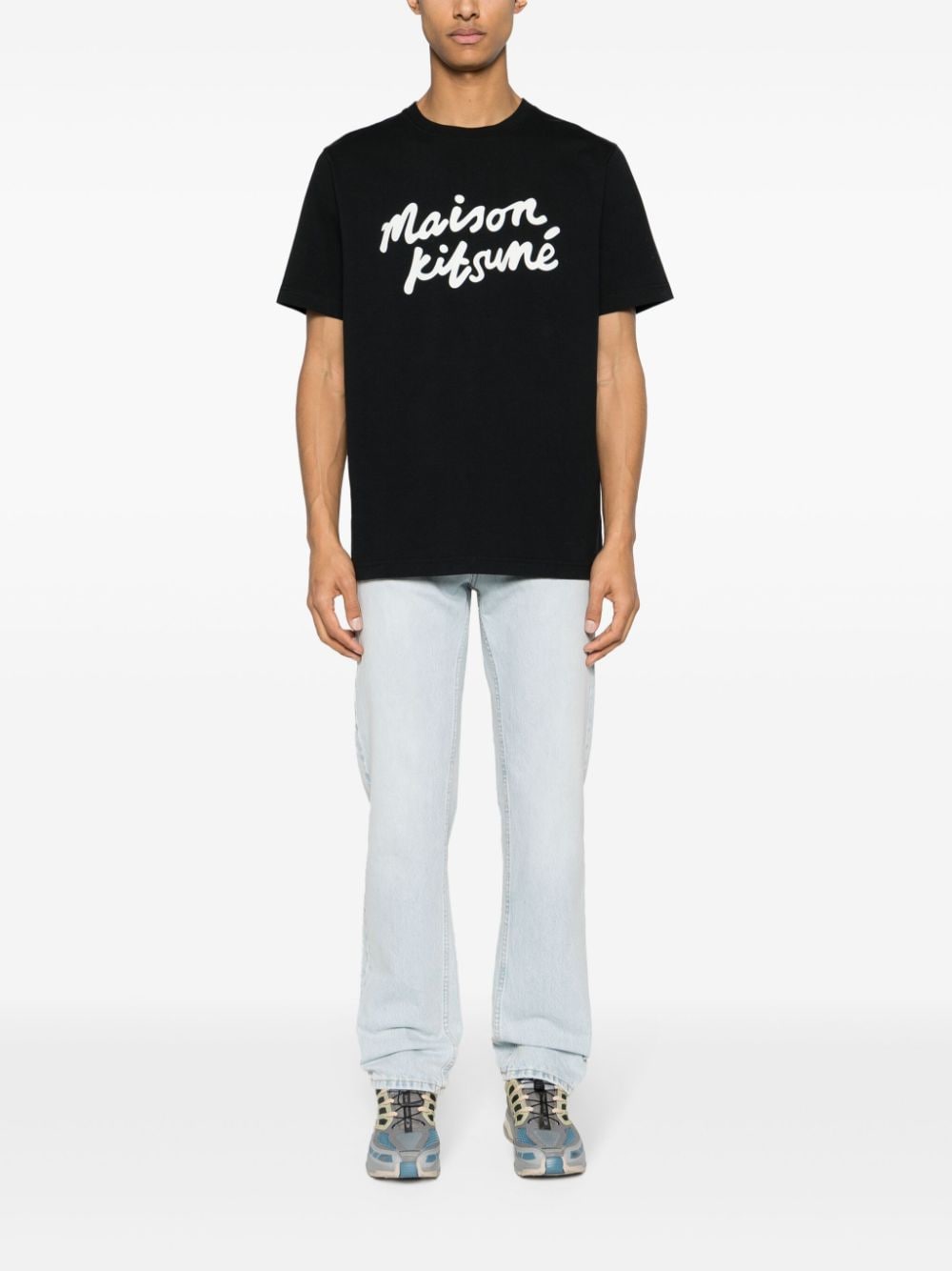 Maison Kitsuné T-shirt met logoprint - Zwart
