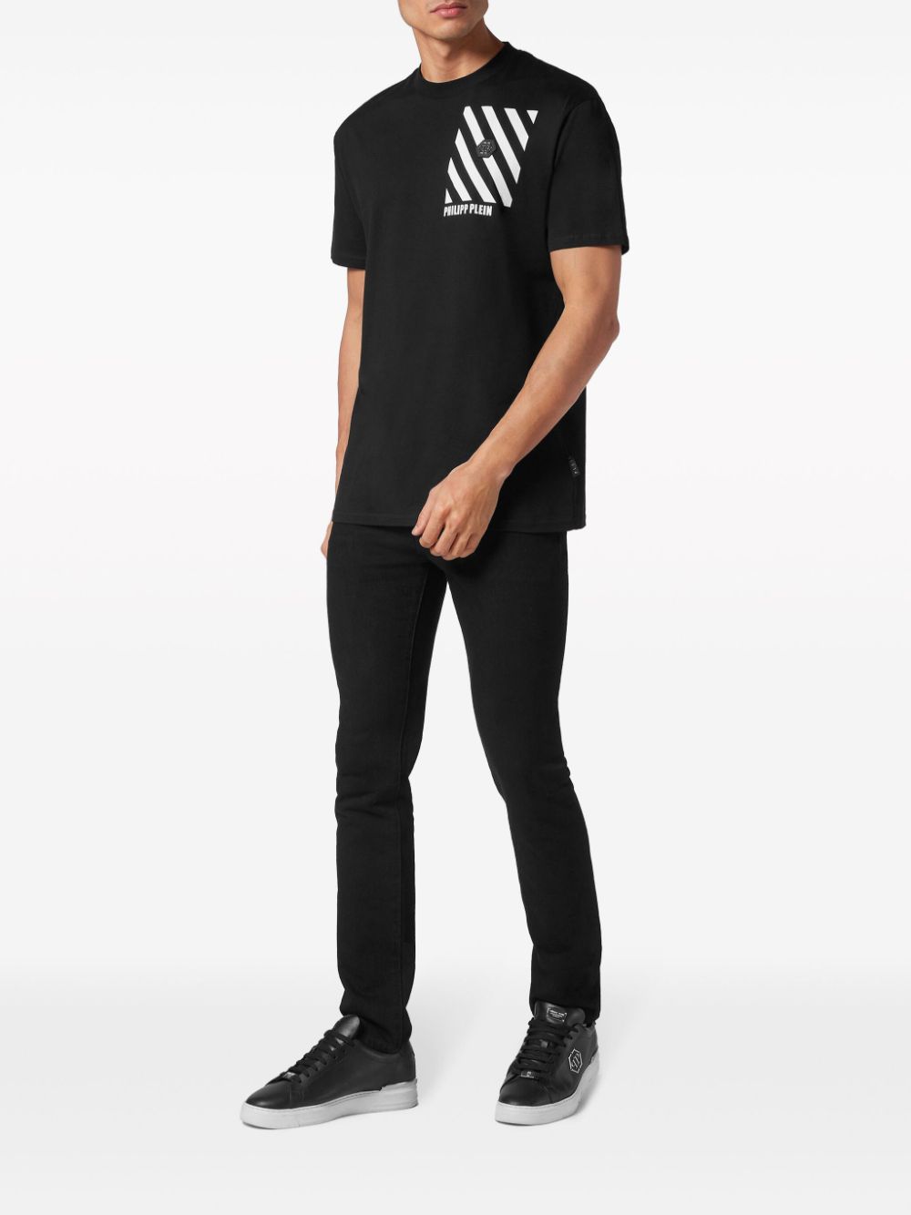 Philipp Plein Katoenen T-shirt met logopatch - Zwart