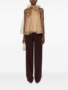 Alberta Ferretti floral-appliqué silk blouse - Beige