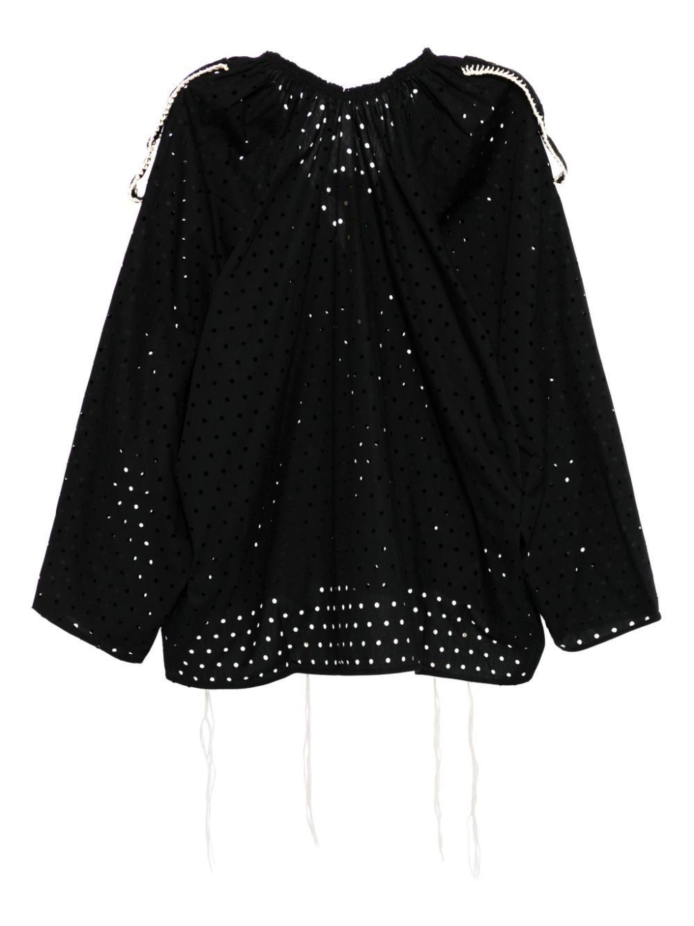 Litkovskaya perforated thread-detail cotton blouse - Zwart