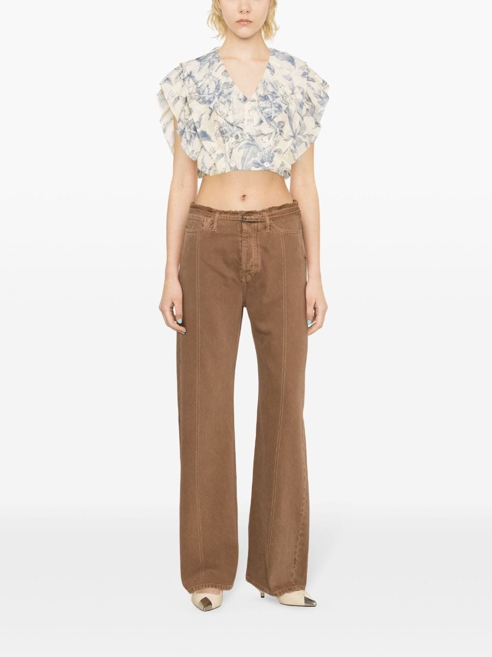 SANDRO Josey blouse met bloemenprint - Beige
