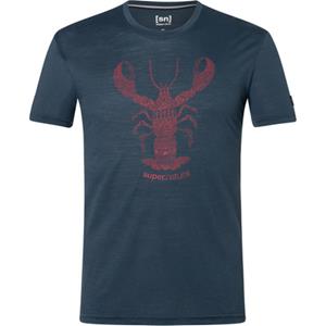 SUPER.NATURAL T-Shirt für Herren, Merino TATTOOED LOBSTER Tier Motiv, Reise