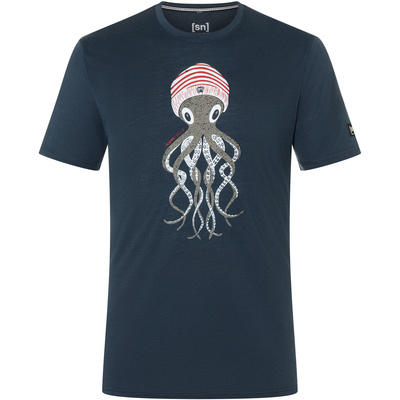 SUPER.NATURAL T-Shirt für Herren, Merino OCTOPUSSY mit Tier Motiv, atmungsaktiv
