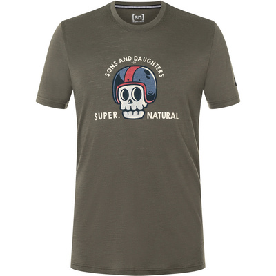 SUPER.NATURAL T-Shirt für Herren, Merino S&D HAMLET Totenkopf Motiv, atmungsaktiv