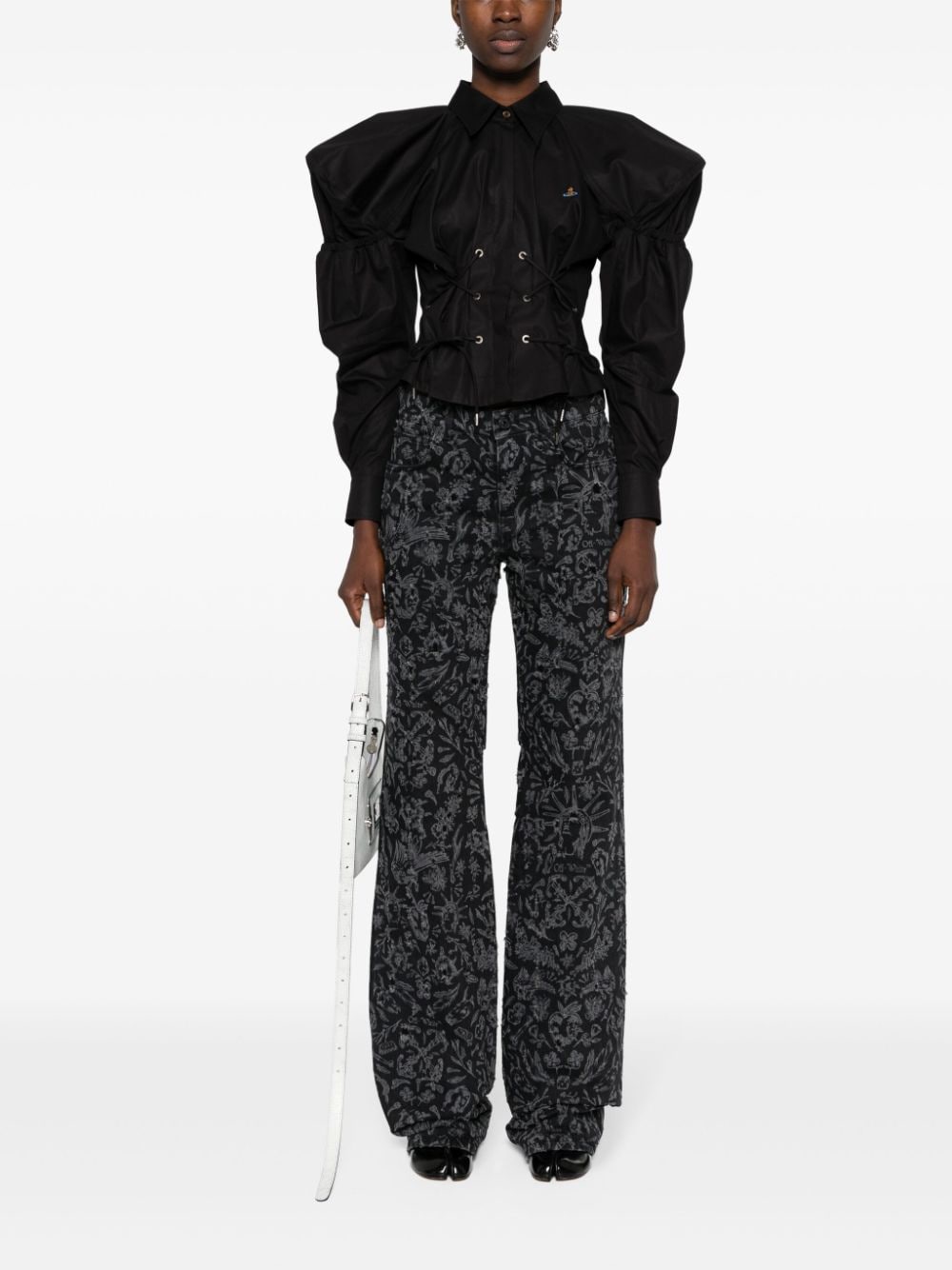 Vivienne Westwood LS Gexy lace-up shirt - Zwart