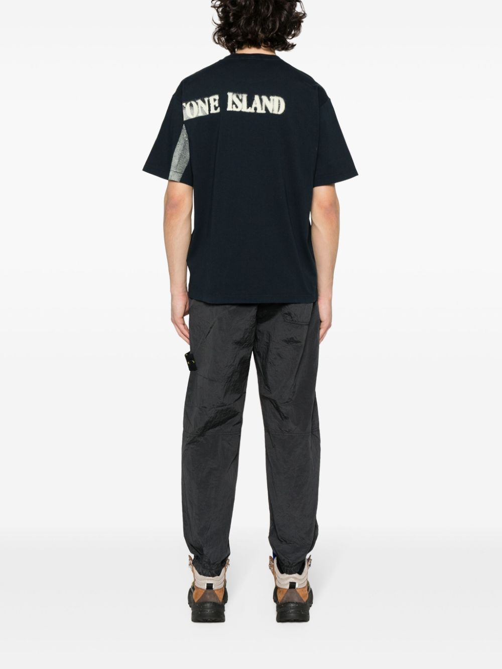 Stone Island logo-print T-shirt - Zwart