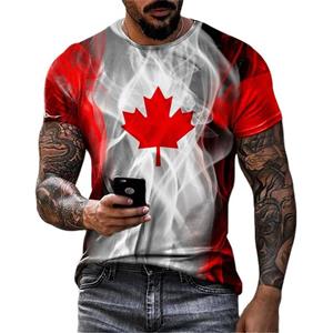 Nihao Mode Canada Maple Leaf Vlag 3D Print Heren T-Shirts Zomer ronde hals losse korte mouw Oversized T-Shirts Mannen kleding Tops