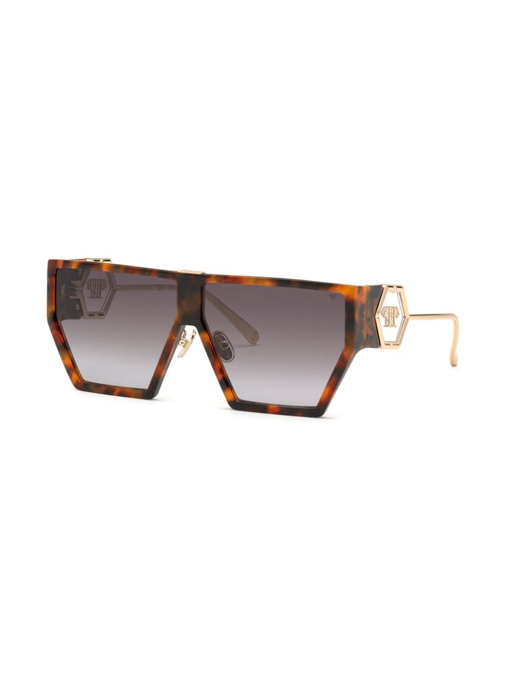 Philipp Plein Space Rock Plein Hexagon oversized-frame sunglasses - Bruin