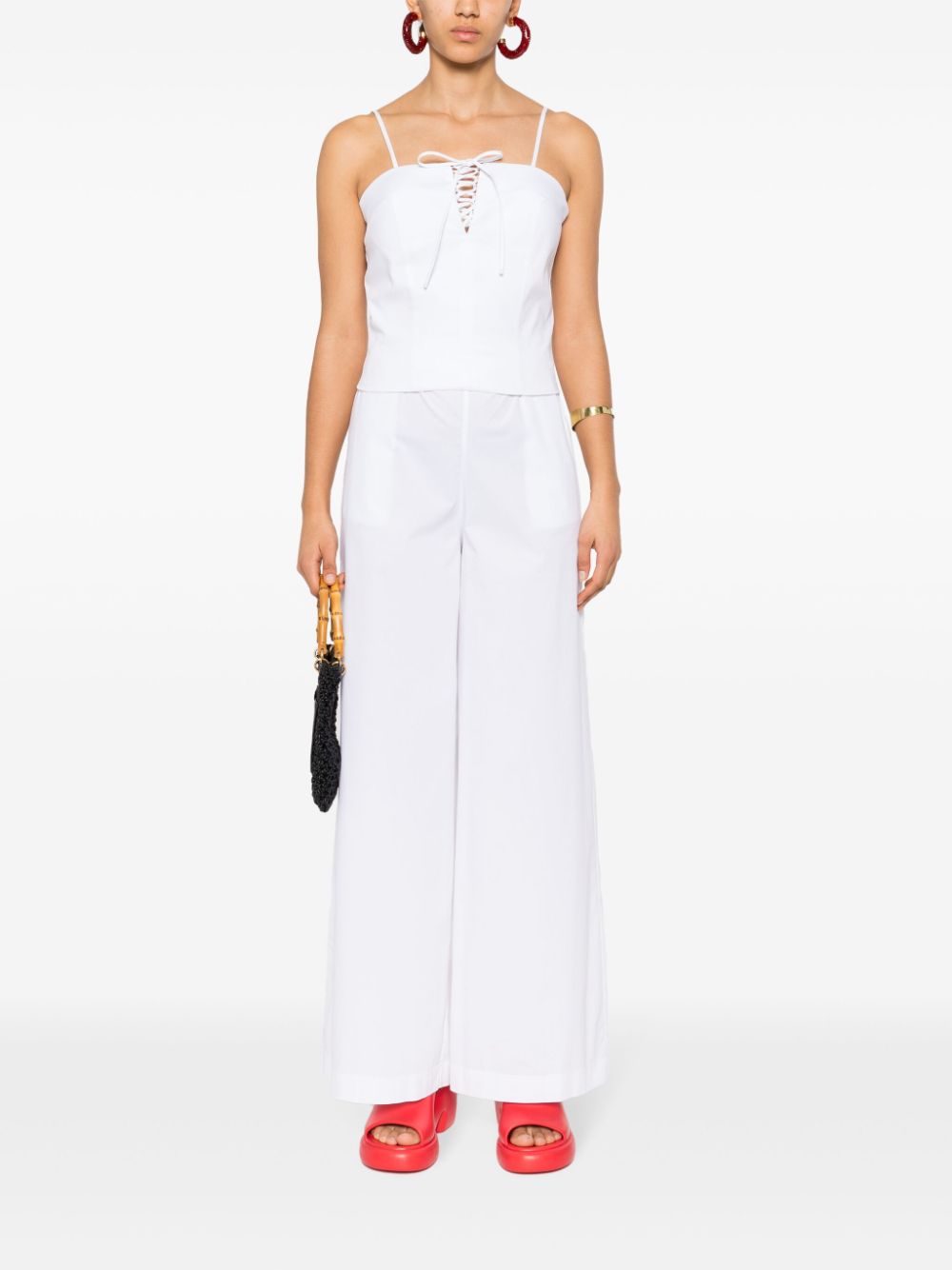 Federica Tosi wide-leg cotton trousers - Wit