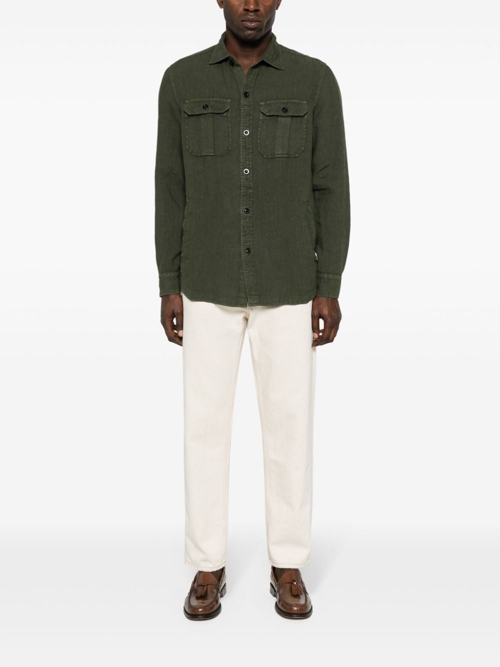 Boglioli flap-pockets linen shirt - Groen