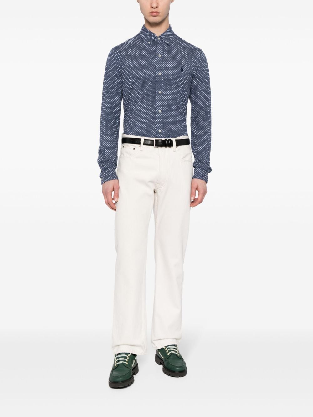 Polo Ralph Lauren polka-dot long-sleeve shirt - Blauw