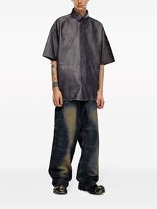 Diesel S-EMIN-LTH leather shirt - Zwart