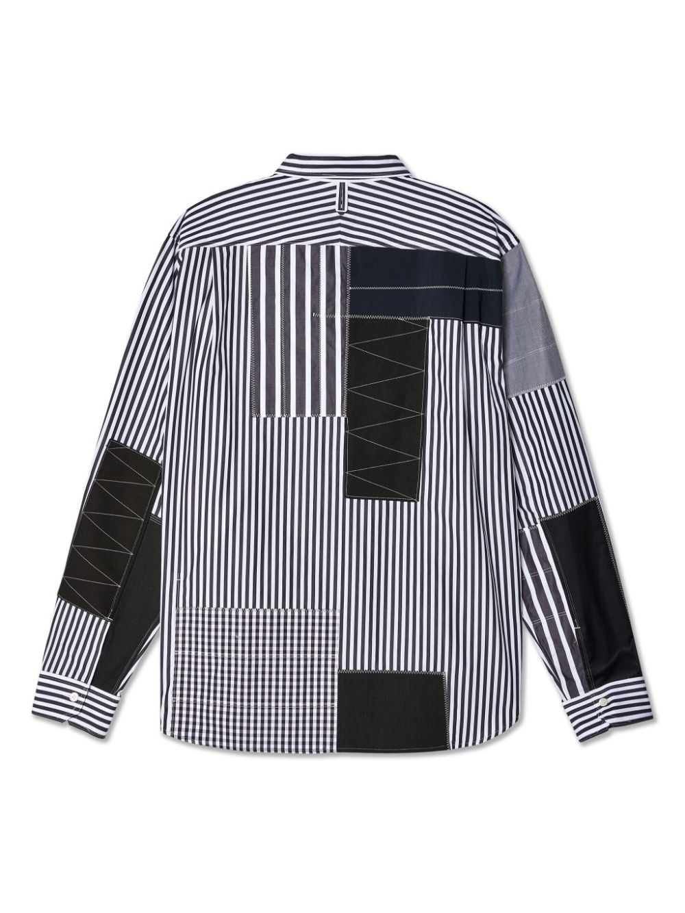 Junya Watanabe MAN patchwork striped cotton shirt - Zwart