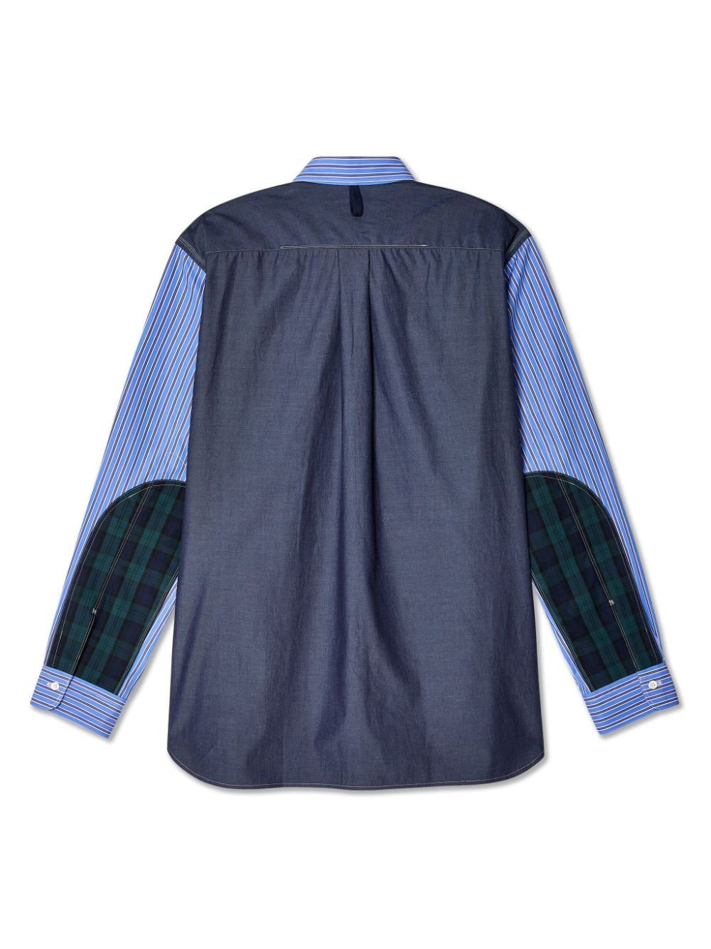 Junya Watanabe MAN patchwork striped cotton shirt - Blauw