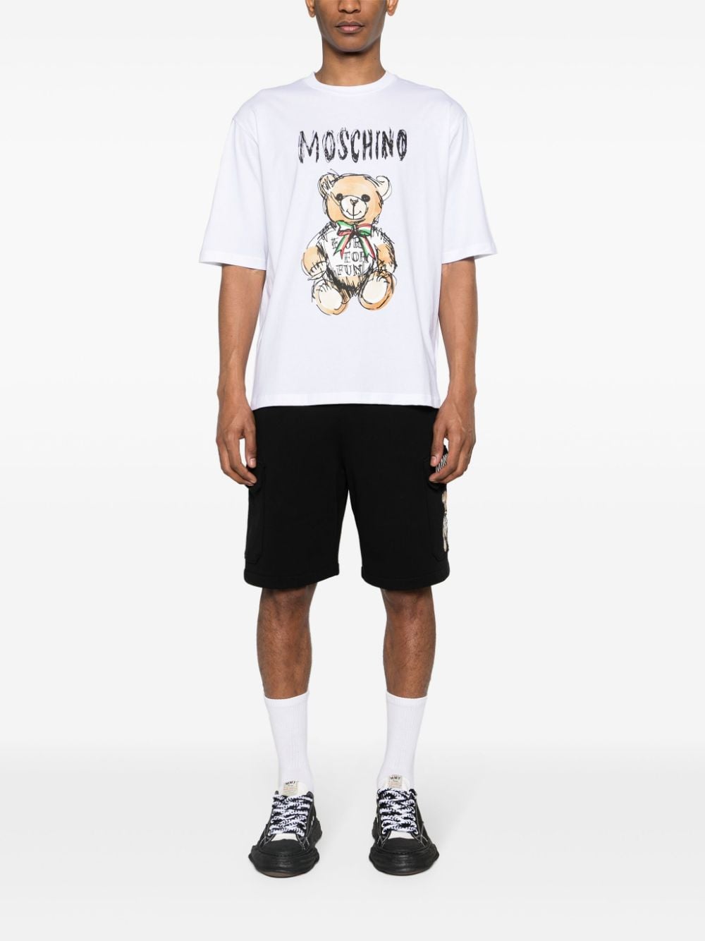 Moschino Teddy Bear-print cotton T-shirt - Wit