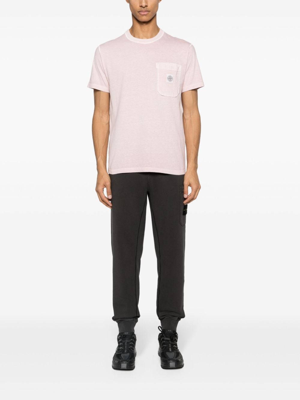 Stone Island Katoenen T-shirt met Compass-logopatch - Roze