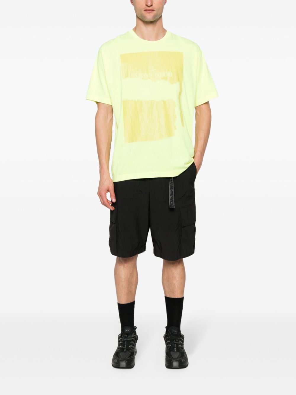 Stone Island Scratched Paint Two cotton T-shirt - Geel