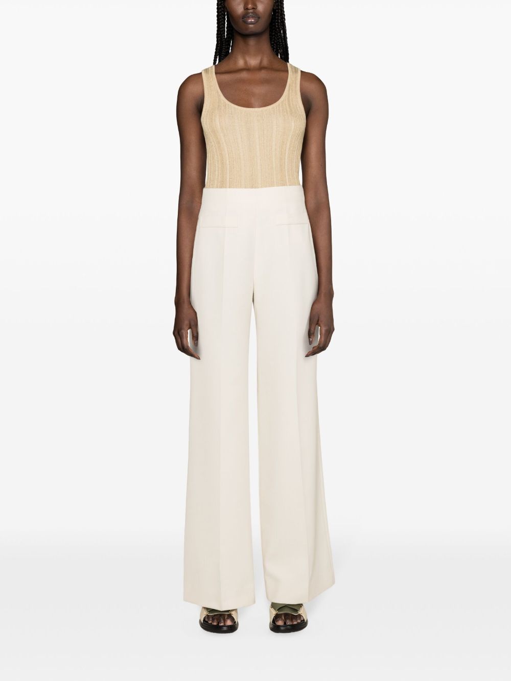 SANDRO high-waisted canvas palazzo pants - Wit
