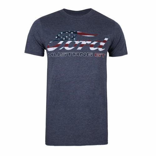 Ford Heren Mustang GT T-shirt met Amerikaanse vlag