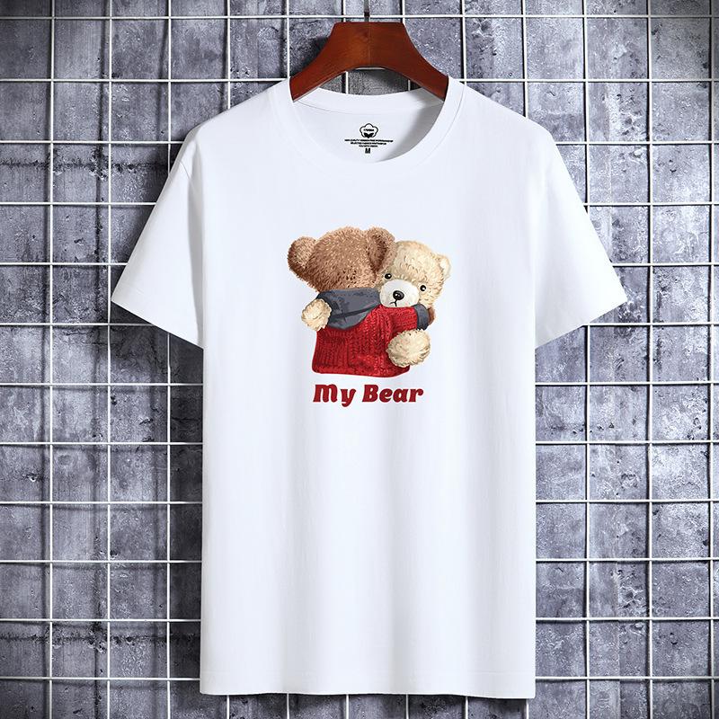 Bistrota Hug Bears bedrukt Man Fashion T-shirt met korte mouwen van puur katoen
