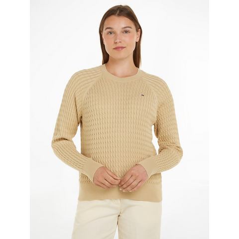 Tommy Hilfiger Rundhalspullover CO CABLE C-NK SWEATER mit Allover Zopfmuster
