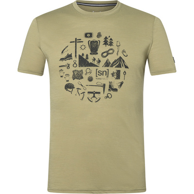 SUPER.NATURAL T-Shirt für Herren, Merino WELL EQUIPPED Berg Motiv, atmungsaktiv