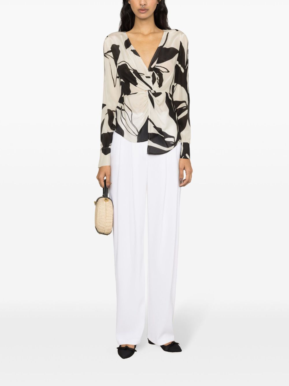 LIU JO abstract-print crepe blouse - Beige