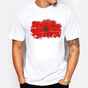 YSM Cotton Tshirt BLWHSA XS XXL Marokko Vlag Nostalgische Stijl O-hals Casual T-shirt Heren Korte Mouw Heren