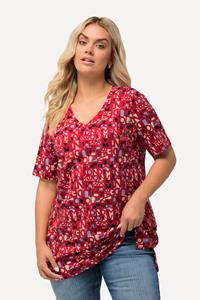 Ulla Popken Rundhalsshirt T-Shirt Buchstaben A-Linie V-Ausschnitt Halbarm