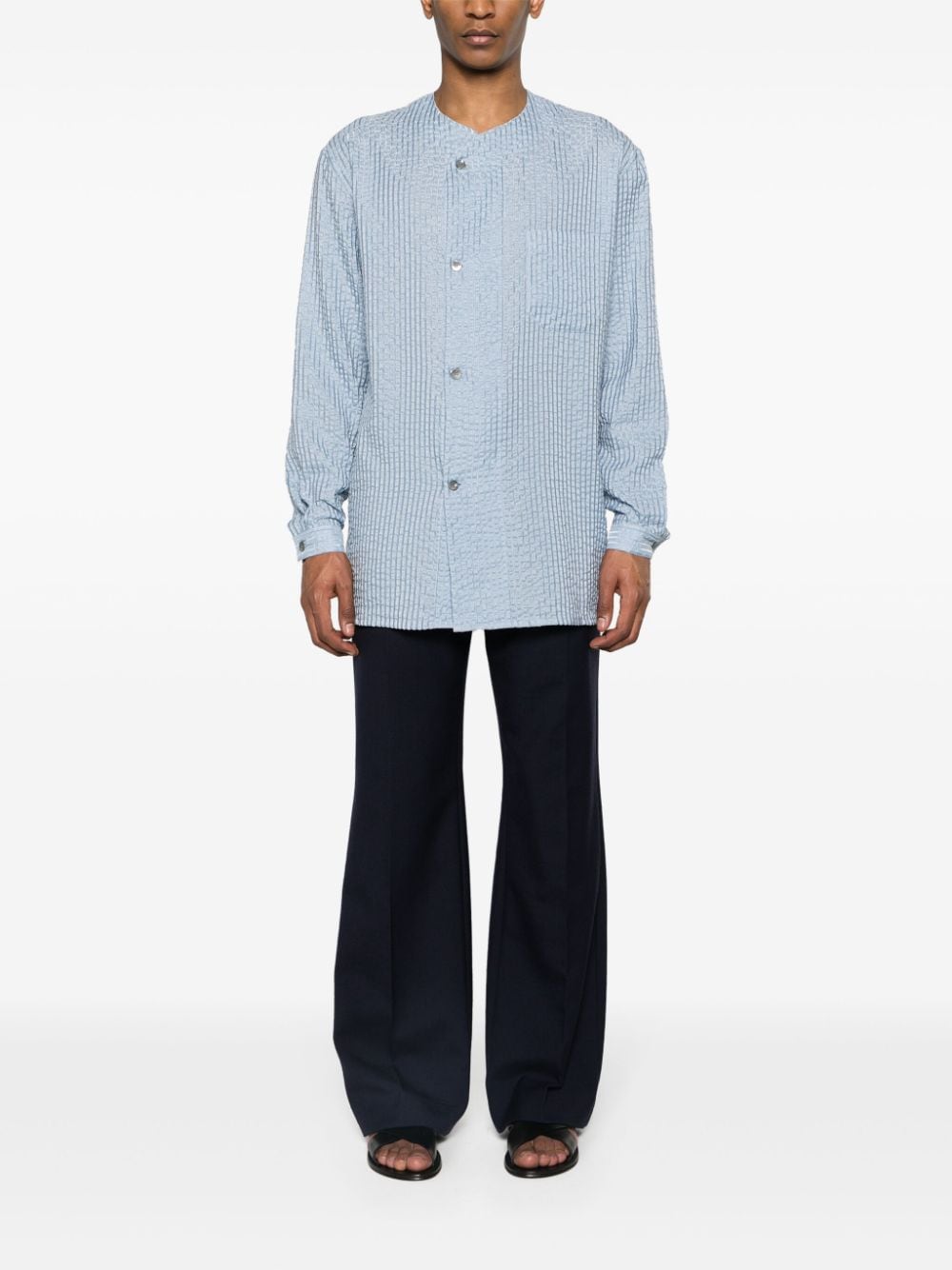 Giorgio Armani long-sleeve textured shirt - Blauw