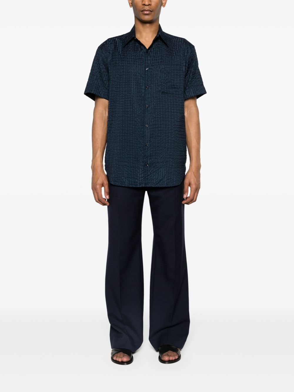 Giorgio Armani short-sleeve textured shirt - Blauw