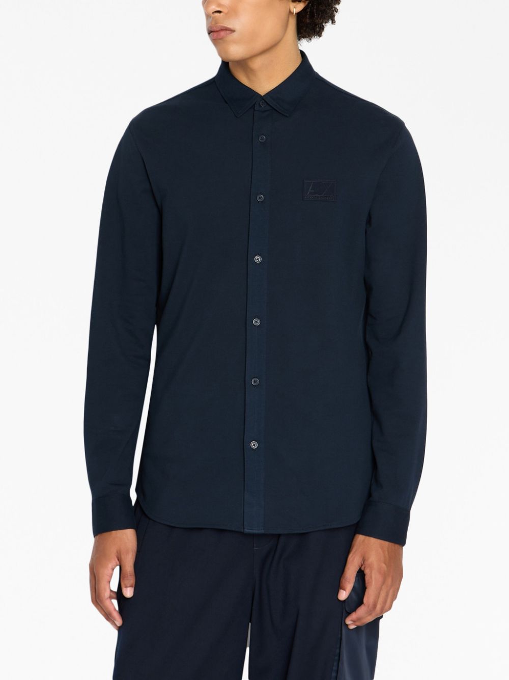 Armani Exchange Overhemd met logopatch - Blauw