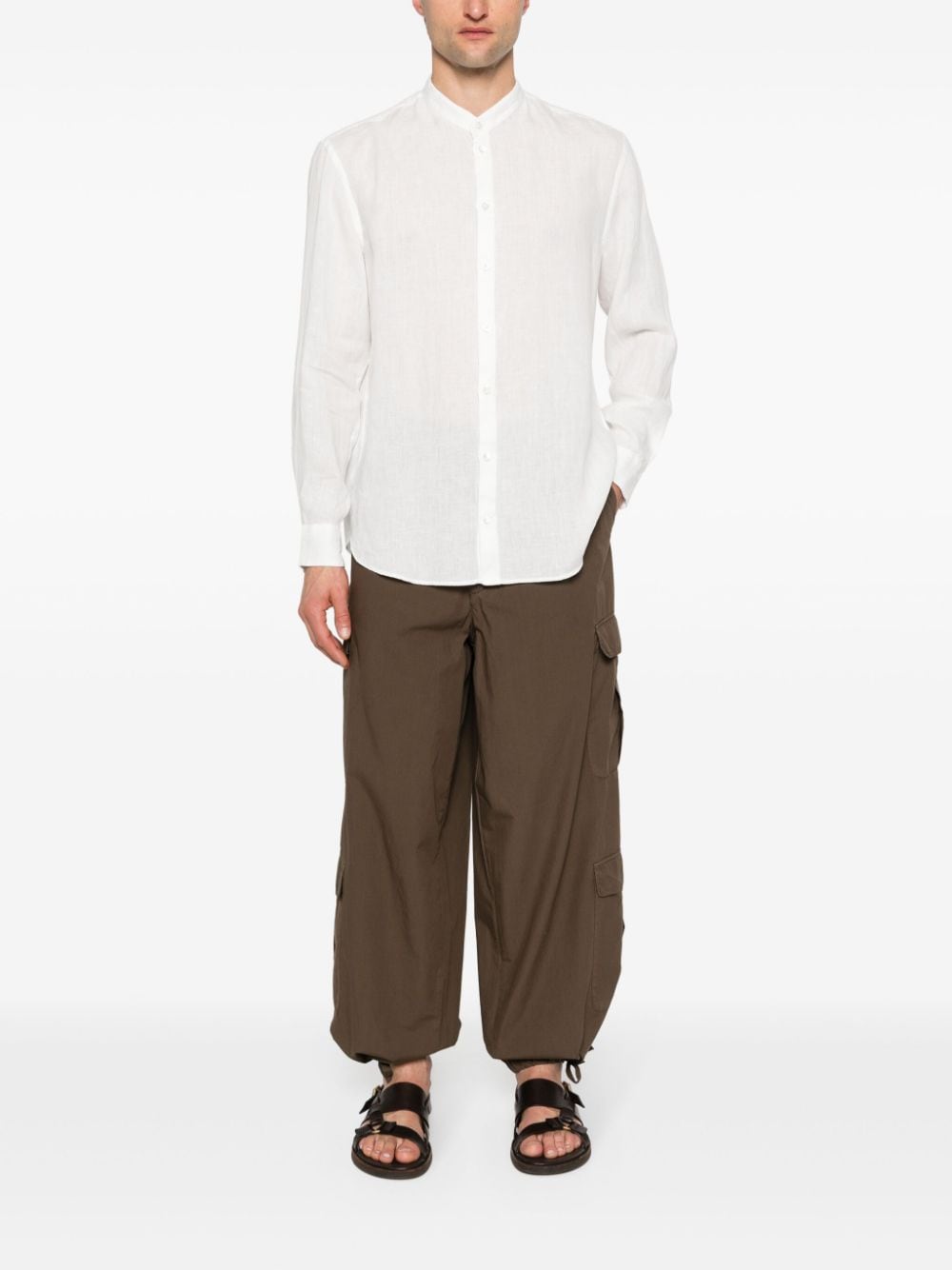 Emporio Armani long-sleeves linen shirt - Wit