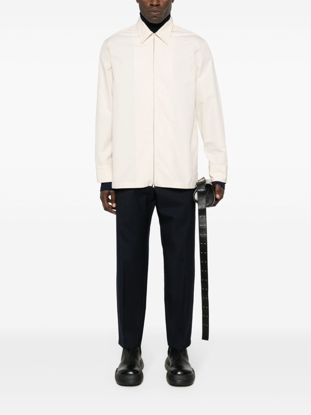 Jil Sander zip-up cotton shirt - Beige