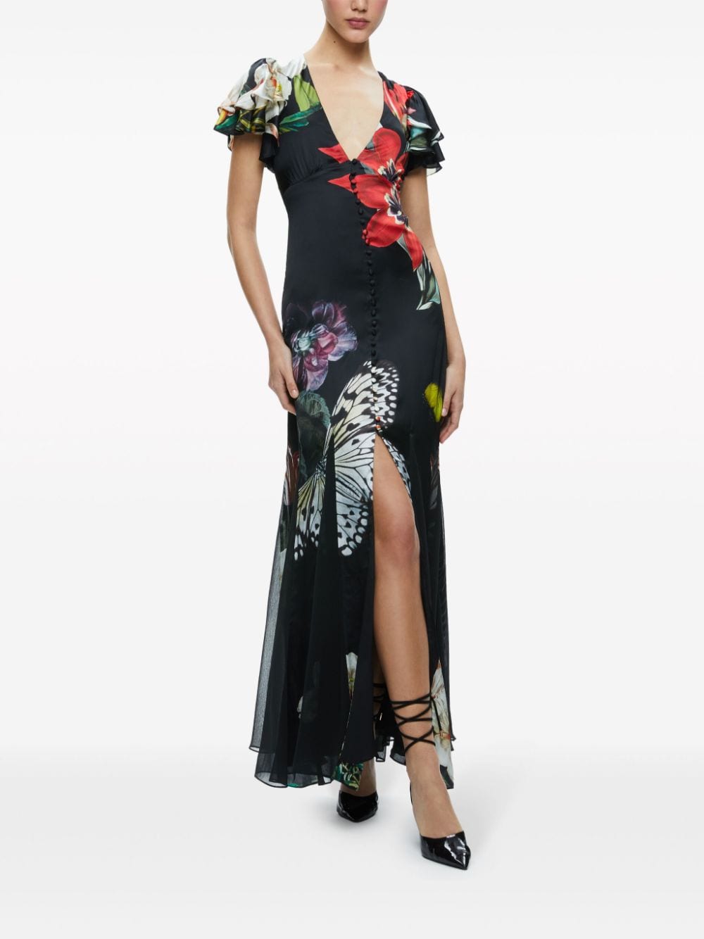 Alice + olivia Fara maxi-jurk met bloemenprint - Zwart