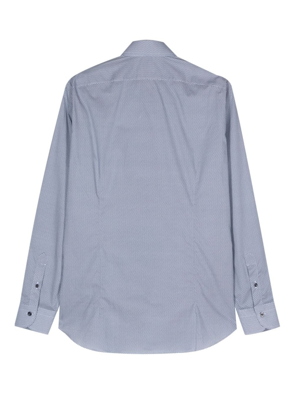 Mazzarelli geometric-pattern cotton shirt - Blauw