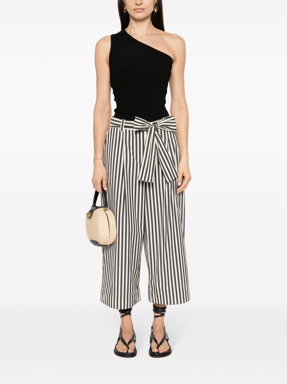 TWINSET striped wide-leg trousers - Zwart