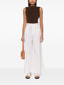 Marni logo-embroidered striped wide trousers - Beige
