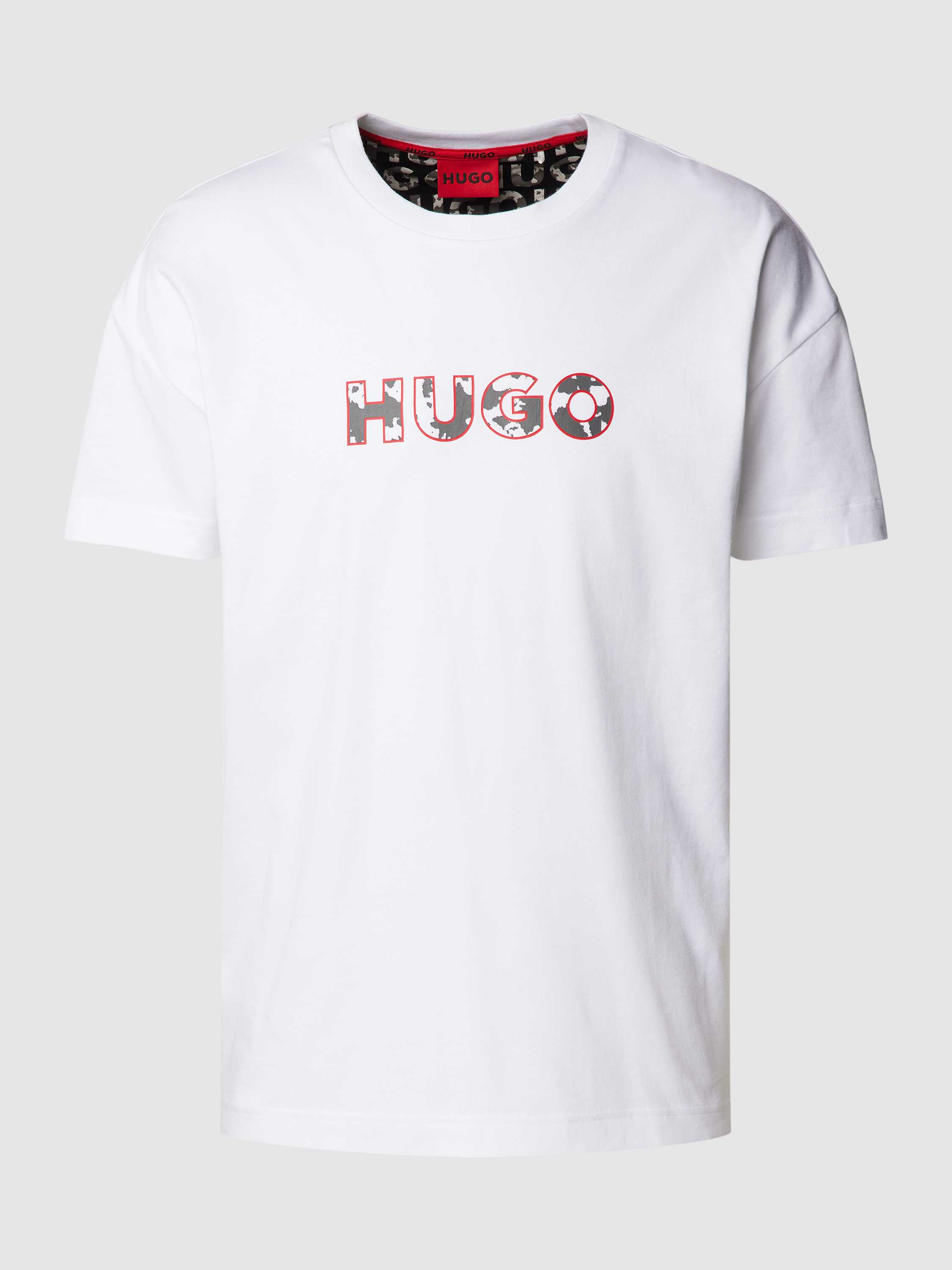 HUGO T-shirt met labelprint, model 'Camo'