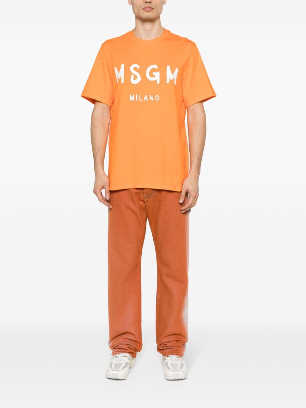 MSGM Katoenen T-shirt met logoprint - Oranje