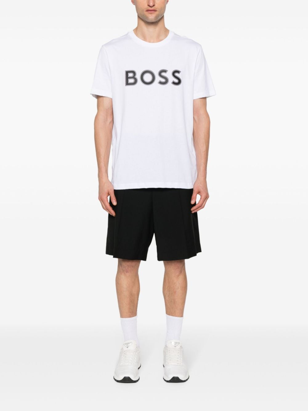 BOSS logo-appliqué T-shirt - Wit