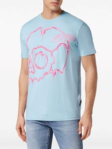 Philipp Plein T-shirt met doodskopprint - Blauw