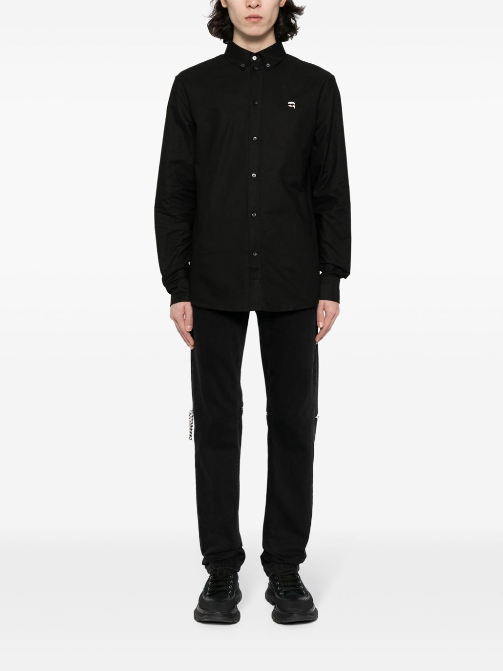 Karl Lagerfeld Ikonik 2.0 cotton shirt - Zwart
