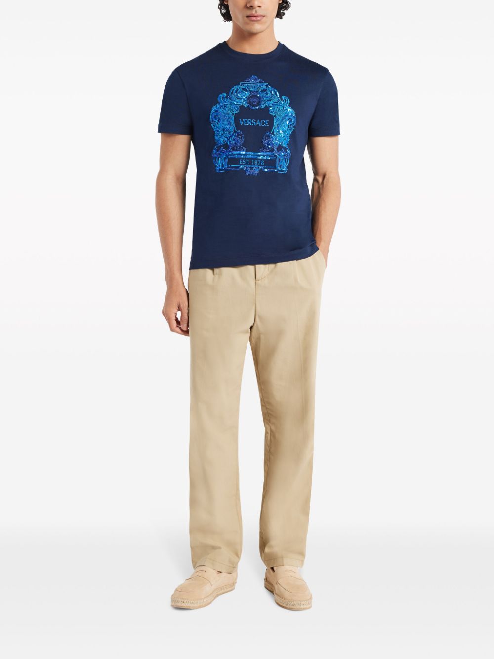 Versace Katoenen T-shirt - Blauw