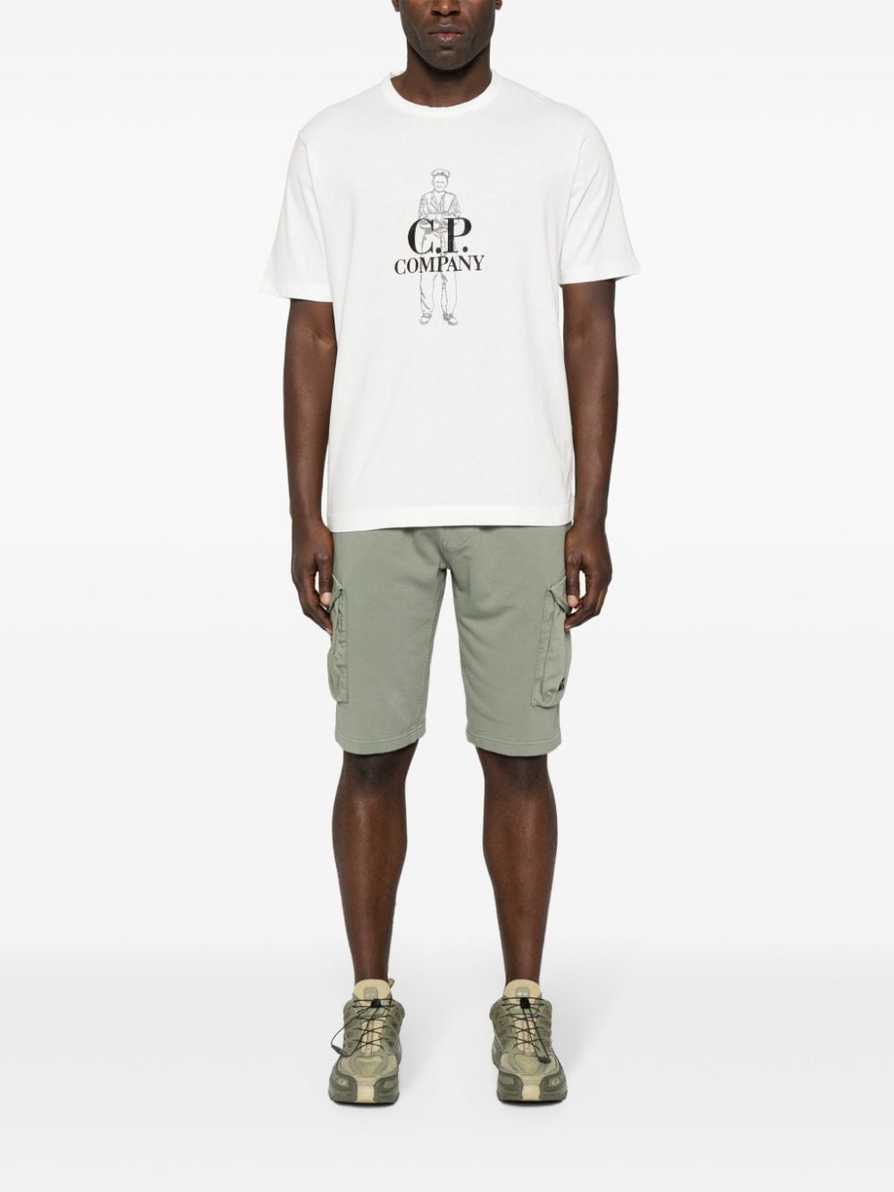 C.P. Company logo-embroidered cotton T-shirt - Wit
