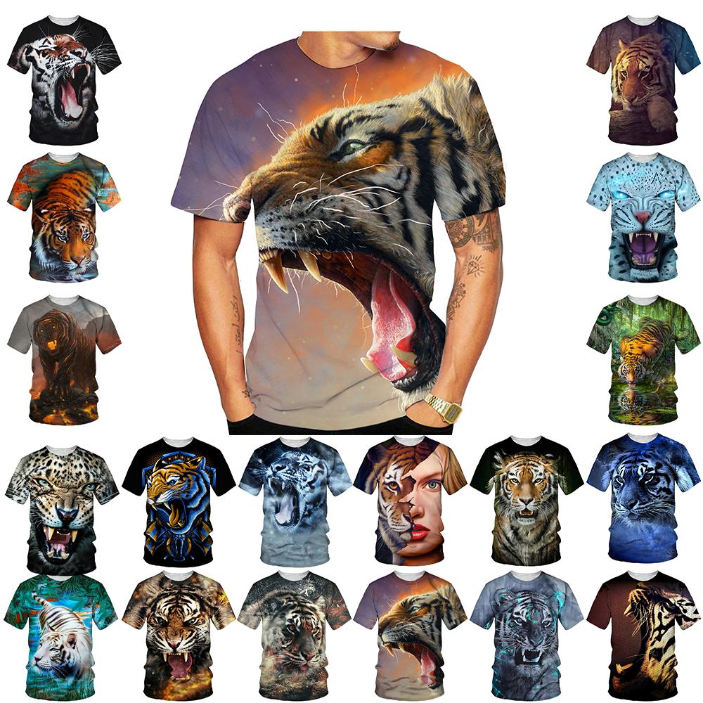 Dh02 Fashion Cool 3d Tiger Print T Shirt Zomer Streetwear Heren T Shirts Tops Casual Man O-hals Korte Mouwen Shirts
