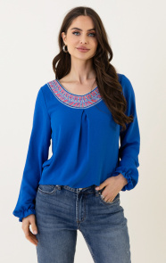 Jurkjes Detail Blouse Kralen Celia Kobalt